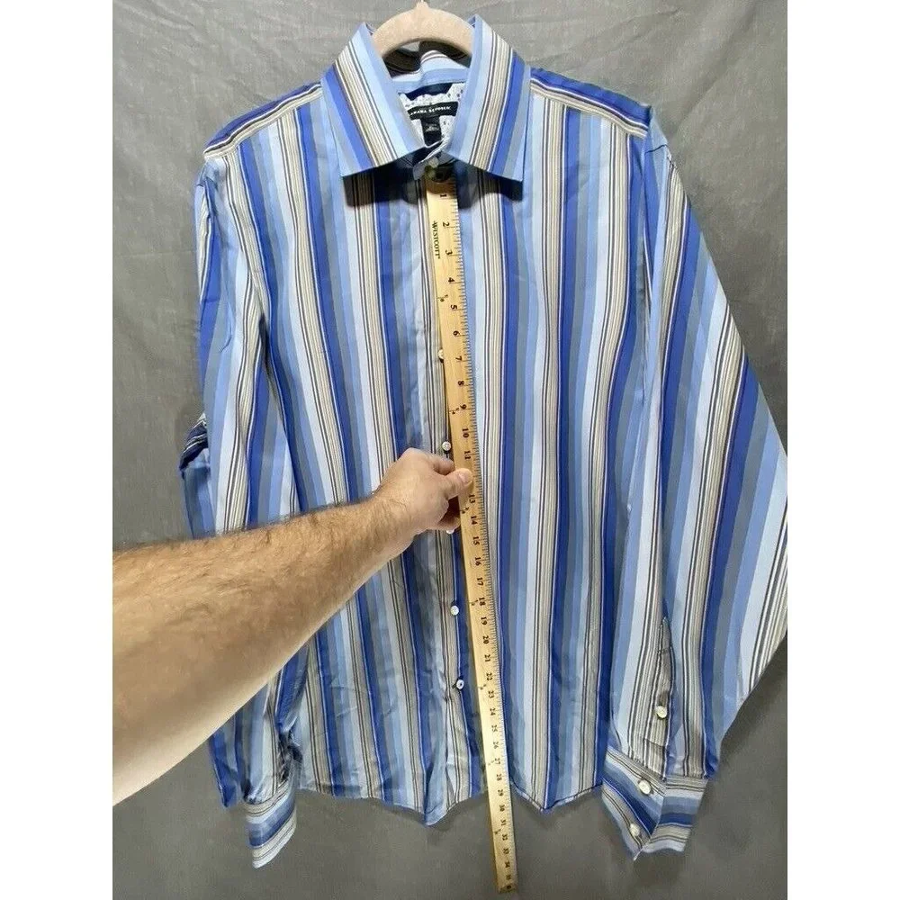 Banana Republic Button Up Long Sleeve Adult Extra Large Blue Striped Casual Men.